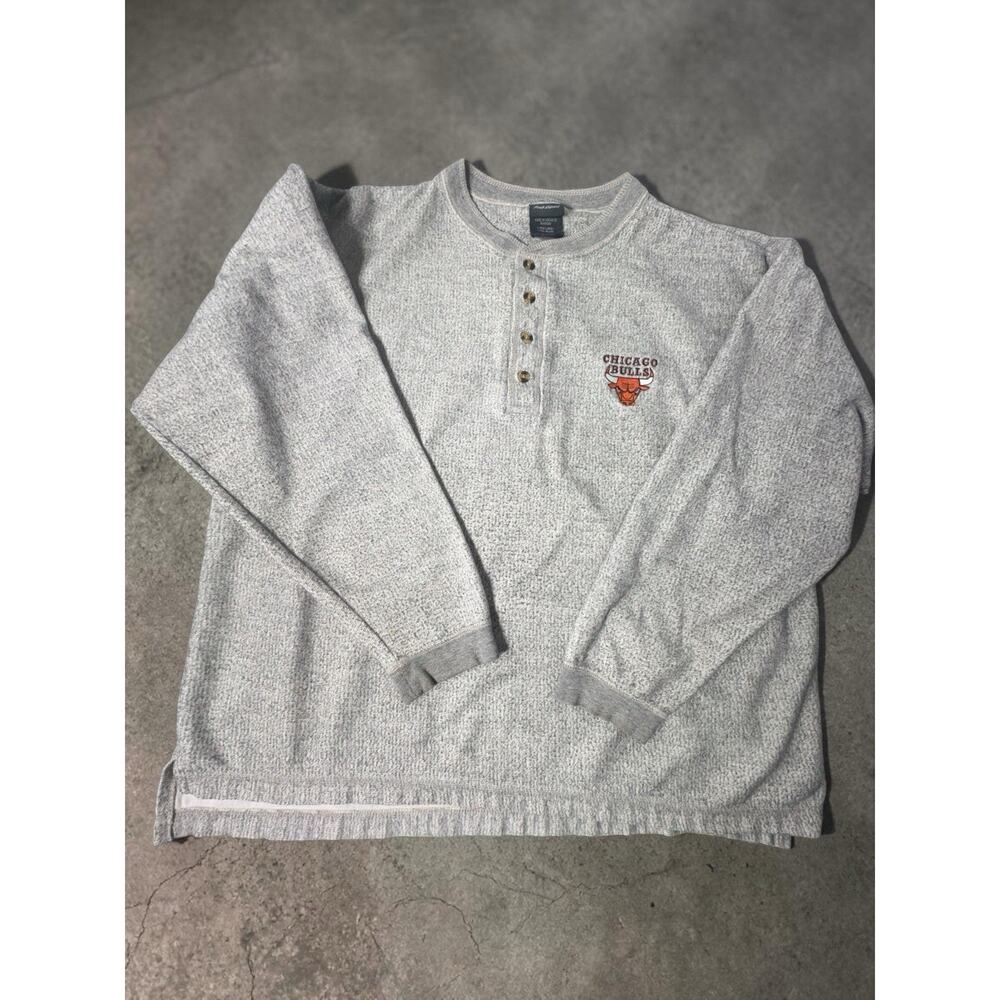 Vintage 90's Pro Edge NBA Chicago Bulls Jordan Gray Henley Pullover - Mens XL